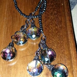 Silver crystal lariat